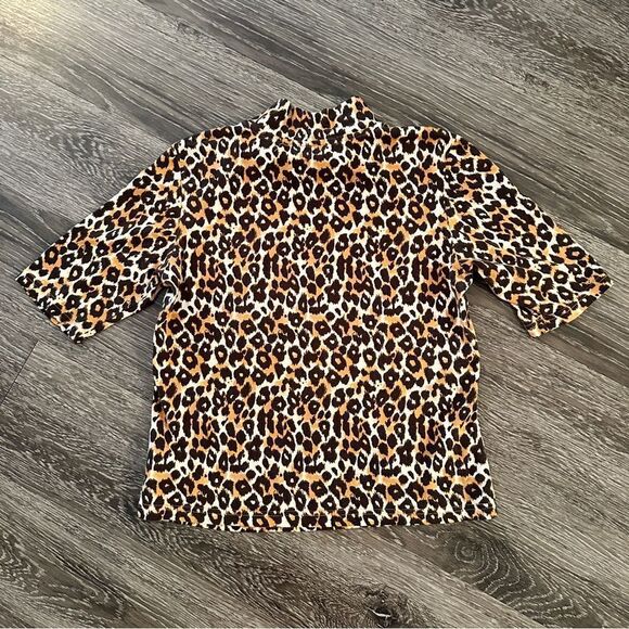 Anthropologie Animal Print Short Sleeve Mockneck - Picture 6 of 8